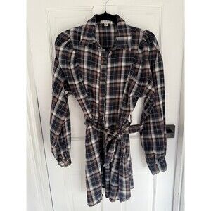 Plaid Long Sleeve Button Down Dress